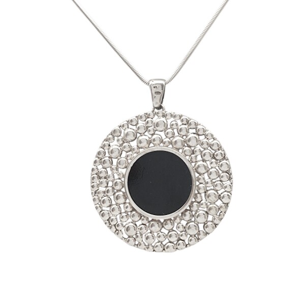 Dije Colgante Circulo-Plata 925-Piedra Onix-CP4580 conpiedra