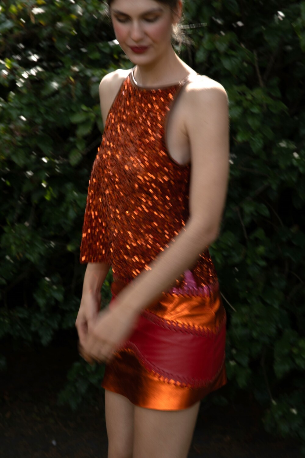 Handstitched Skirt Fucsia