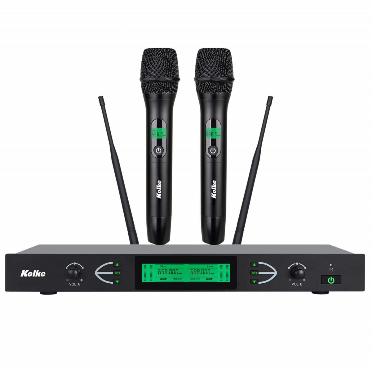 Microfonos UHF con 2 canales Kolke KPI-776 