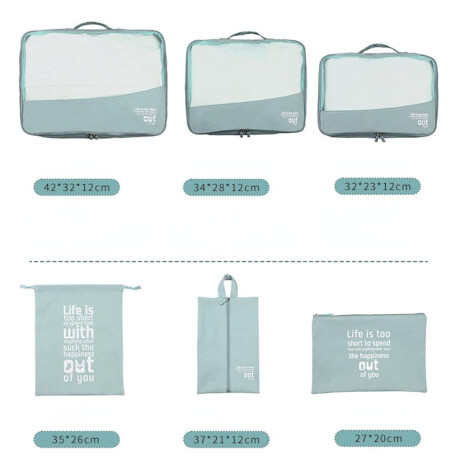 Set X6 Organizadores de Equipaje Valija Mochila Ropa p/Viaje Verde