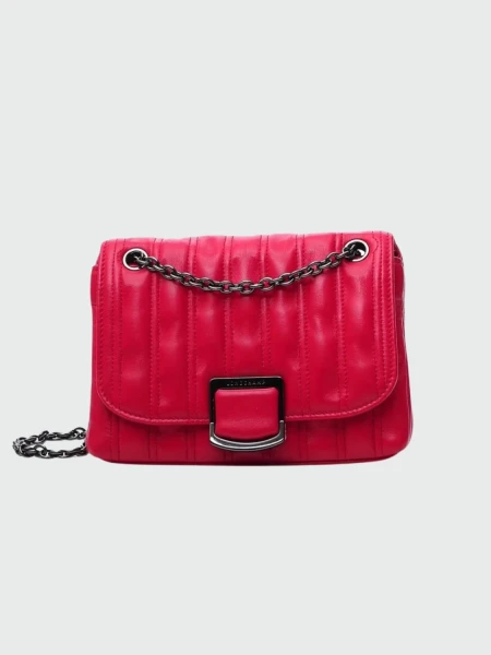 Longchamp -Cartera de cuero con solapa, Brioche Rojo