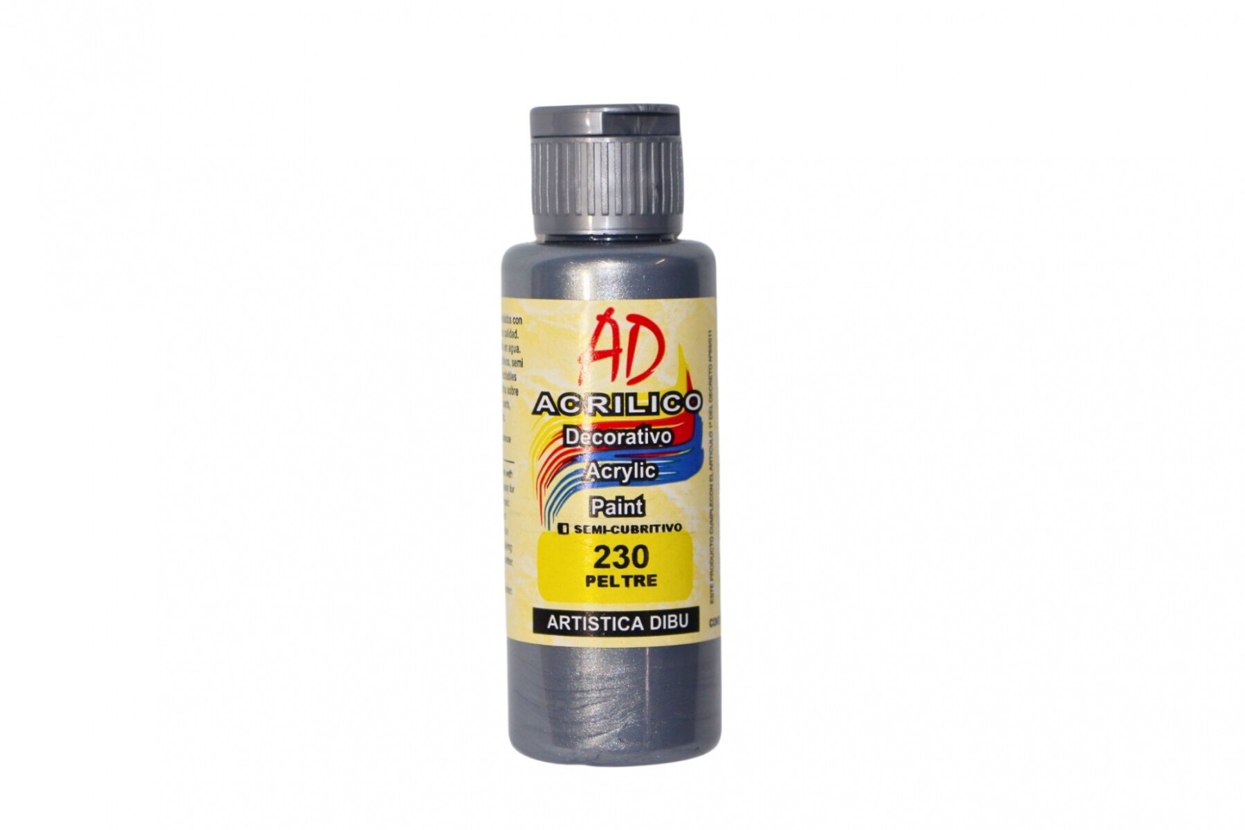 PINTURA ACRILICA ARTISTICA DIBU 60 ML. DIFERENTES COLORES - COLOR PELTRE 230 