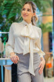 CAMISA C672/26 ESCOTE V CON LAZO M/L Y PUÑO ANCHO Natural