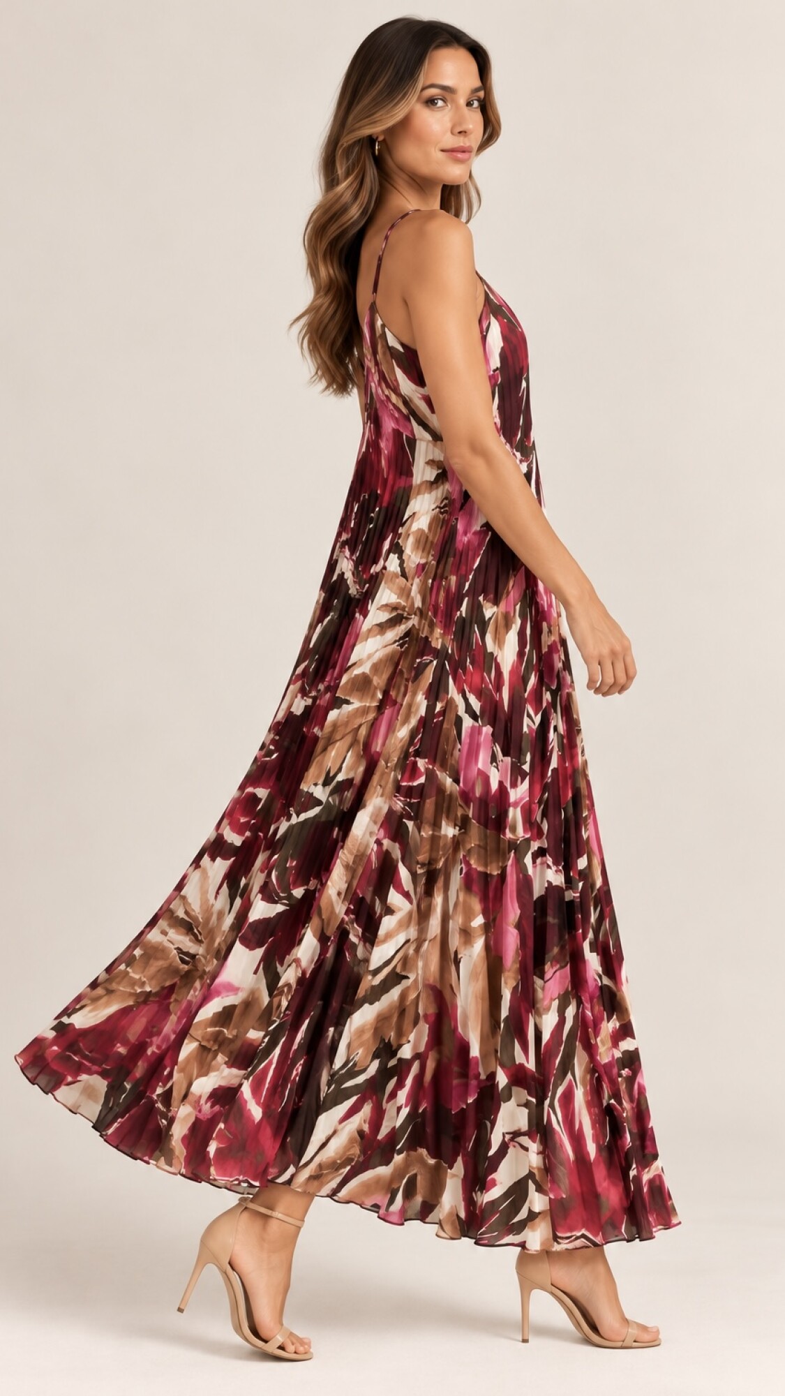 VESTIDO PLISADO BORDO