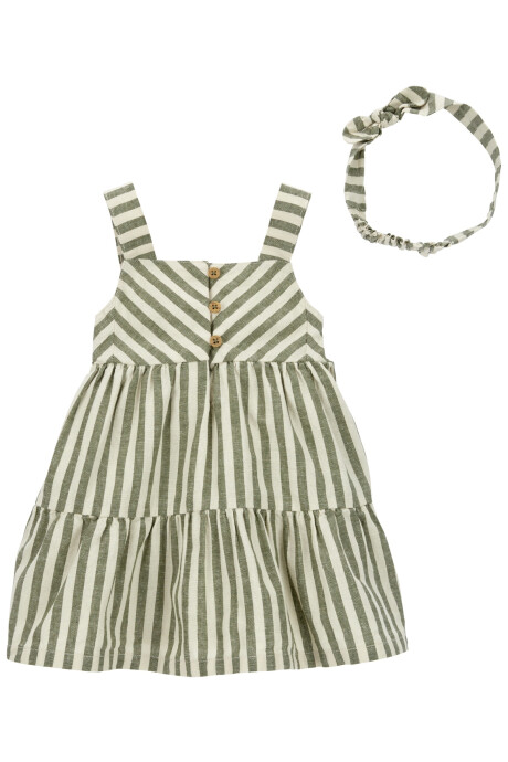 Vestido de lino escalonado y vincha Vestido de lino escalonado y vincha