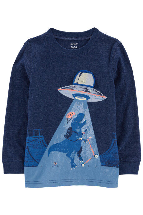 Remera de algodón manga larga estampa dinosaurio 0