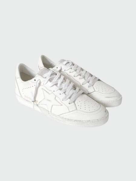 Golden Goose-Championes de cuero acordonados, Ball star Blanco