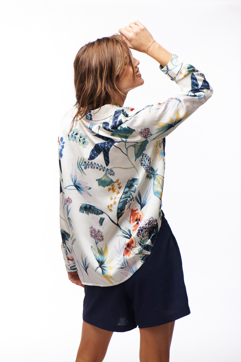 CAMISA PARKER ESTAMPADO CRUDO Y TURQUESA
