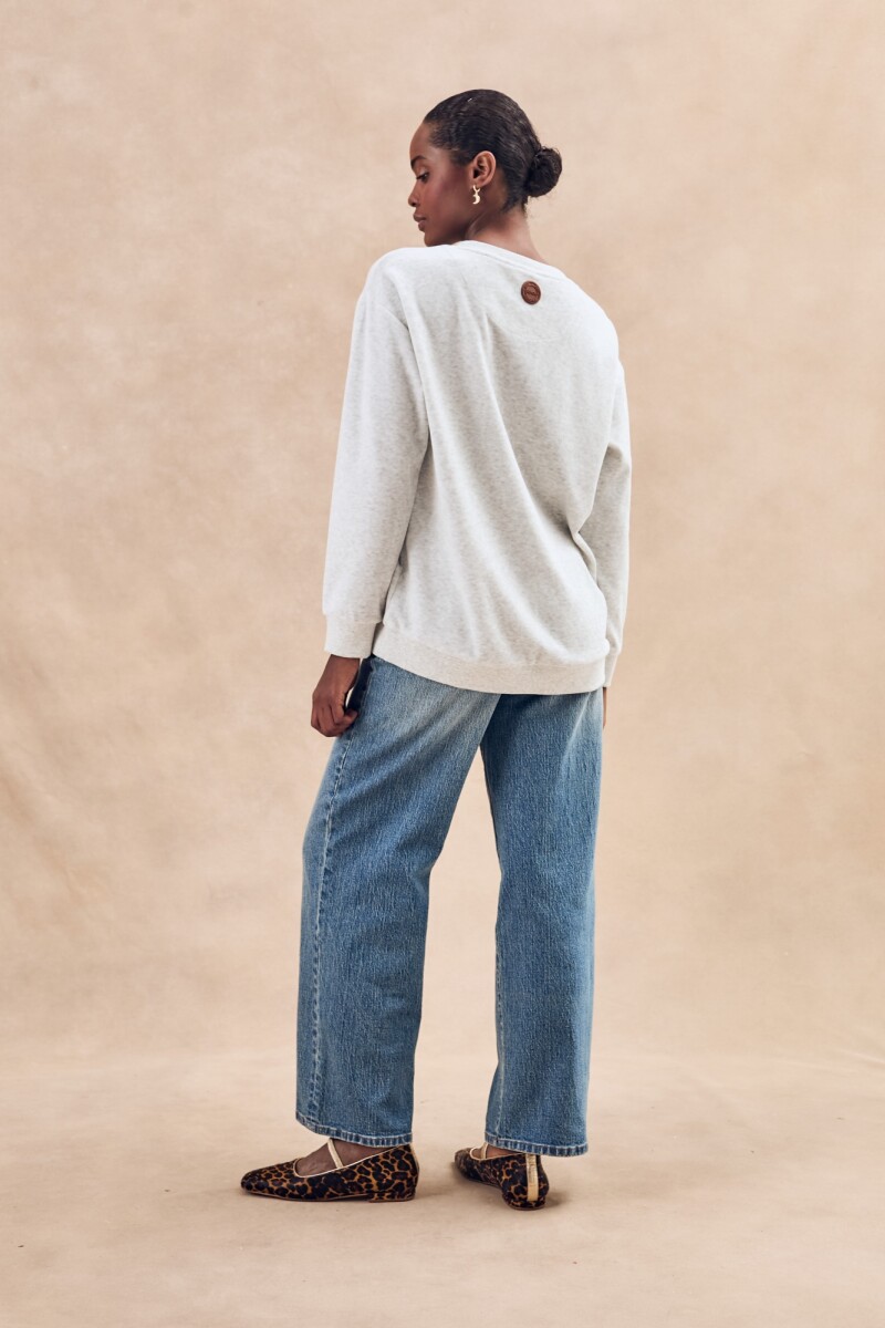 Sweater Algodón Velour Gris Melange