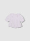 Camiseta De Manga Corta Con Cuello Volante Blanco