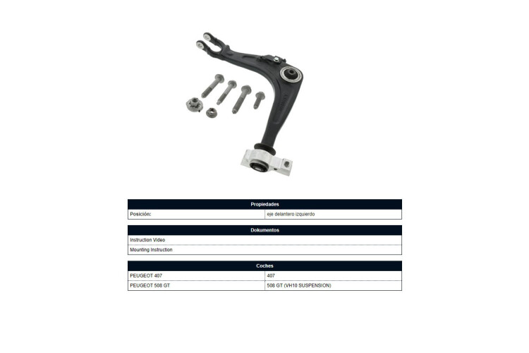 Brazo De Suspension Peug 407 04-25 Izq Brazo De Suspension Peug 407 04-25 Izq