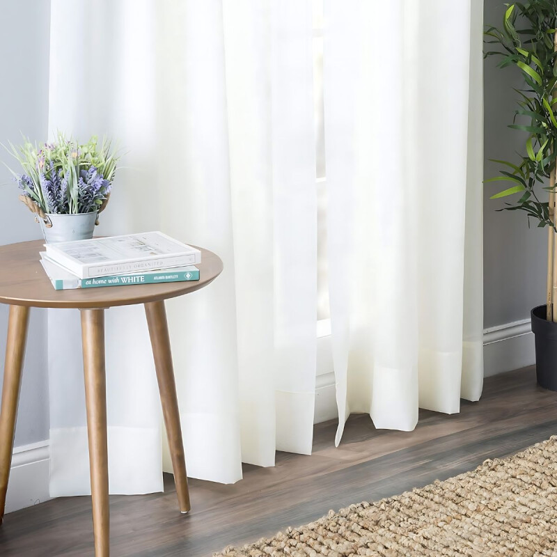 Juego De Cortinas Lino Blancas 106cm X 160cm Blanco