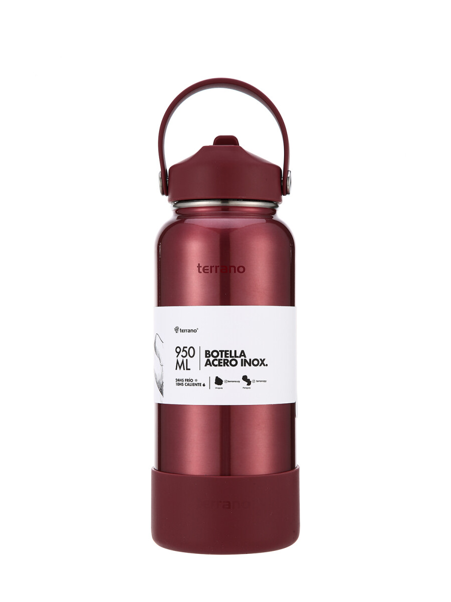 Botella Térmica con Pico 950mL. - Rojo Metalizado 