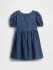 SS DNM PUFF SLV BOW DRS DARK WASH