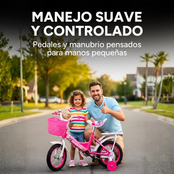 Bicicleta infantil Shengdi Rod 12 Canasto Parrilla Rueditas Color Rosa Oscuro