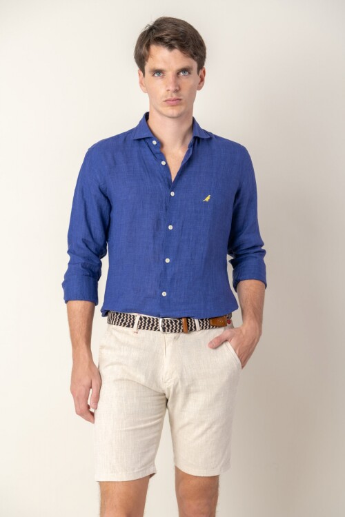 Camisa Lino Hudson Collar Dark blue