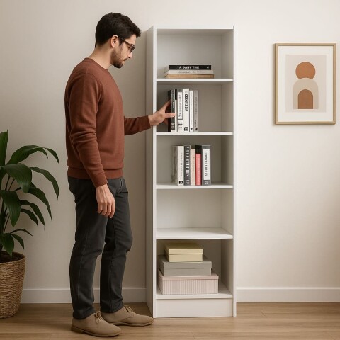 ESTANTERÍA BIBLIOTECA MULTIUSOS con 4 Estantes 47,9 x 170 x 27,5 cm - Blanco ESTANTERÍA BIBLIOTECA MULTIUSOS con 4 Estantes 47,9 x 170 x 27,5 cm - Blanco