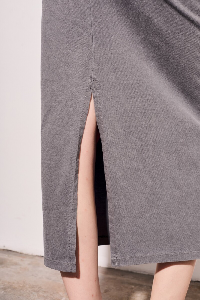 Falda Lavada Tajo Gris Oscuro