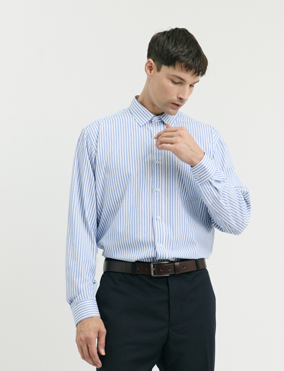 012626 CAMISA HARRINGTON LABEL Blanco/celeste