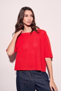 Sweater Texturado Algodon Rojo