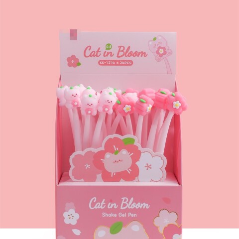 BOLÍGRAFO DE GEL SUAVE CON DISEÑO GATITO Y FLOR DE CEREZO BOLÍGRAFO DE GEL SUAVE CON DISEÑO GATITO Y FLOR DE CEREZO