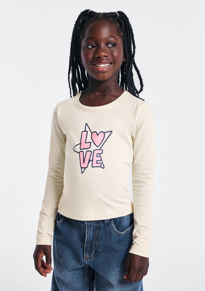 BLUSA INFANTIL CON ESTAMPA - BEIGE 