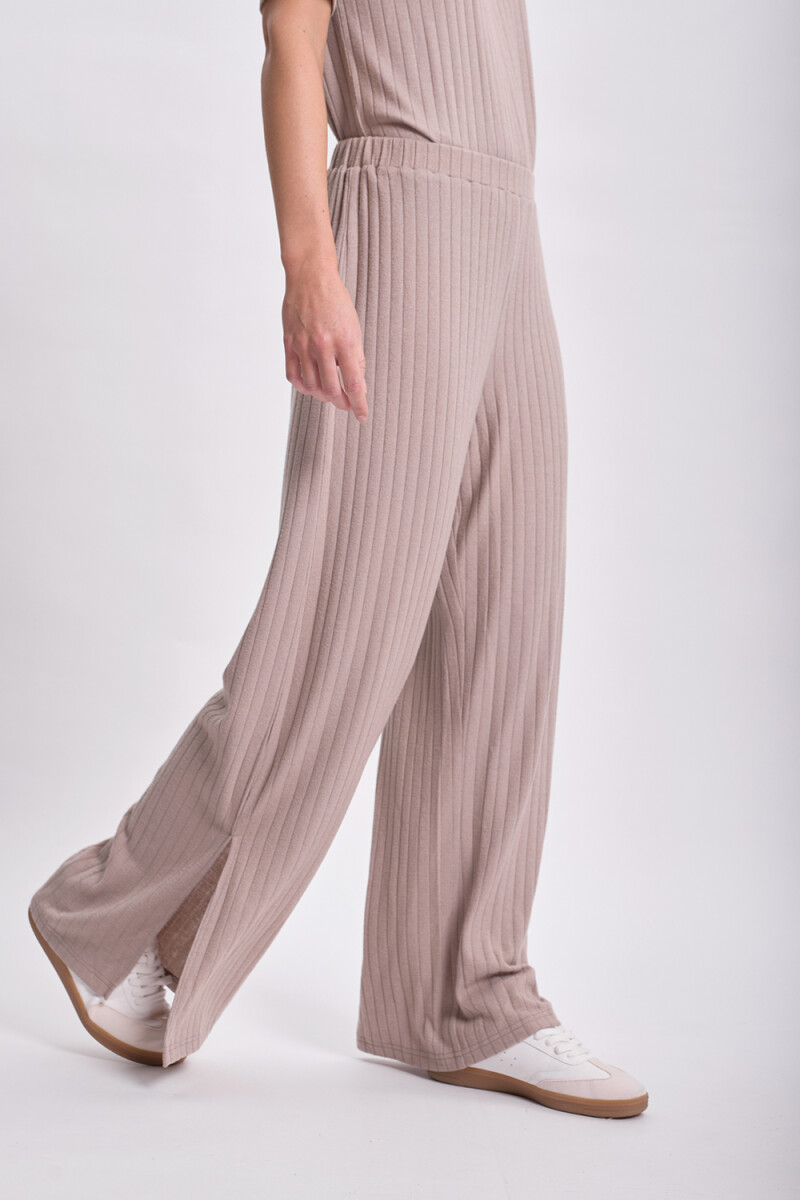 Pantalón ancho lanilla Taupe