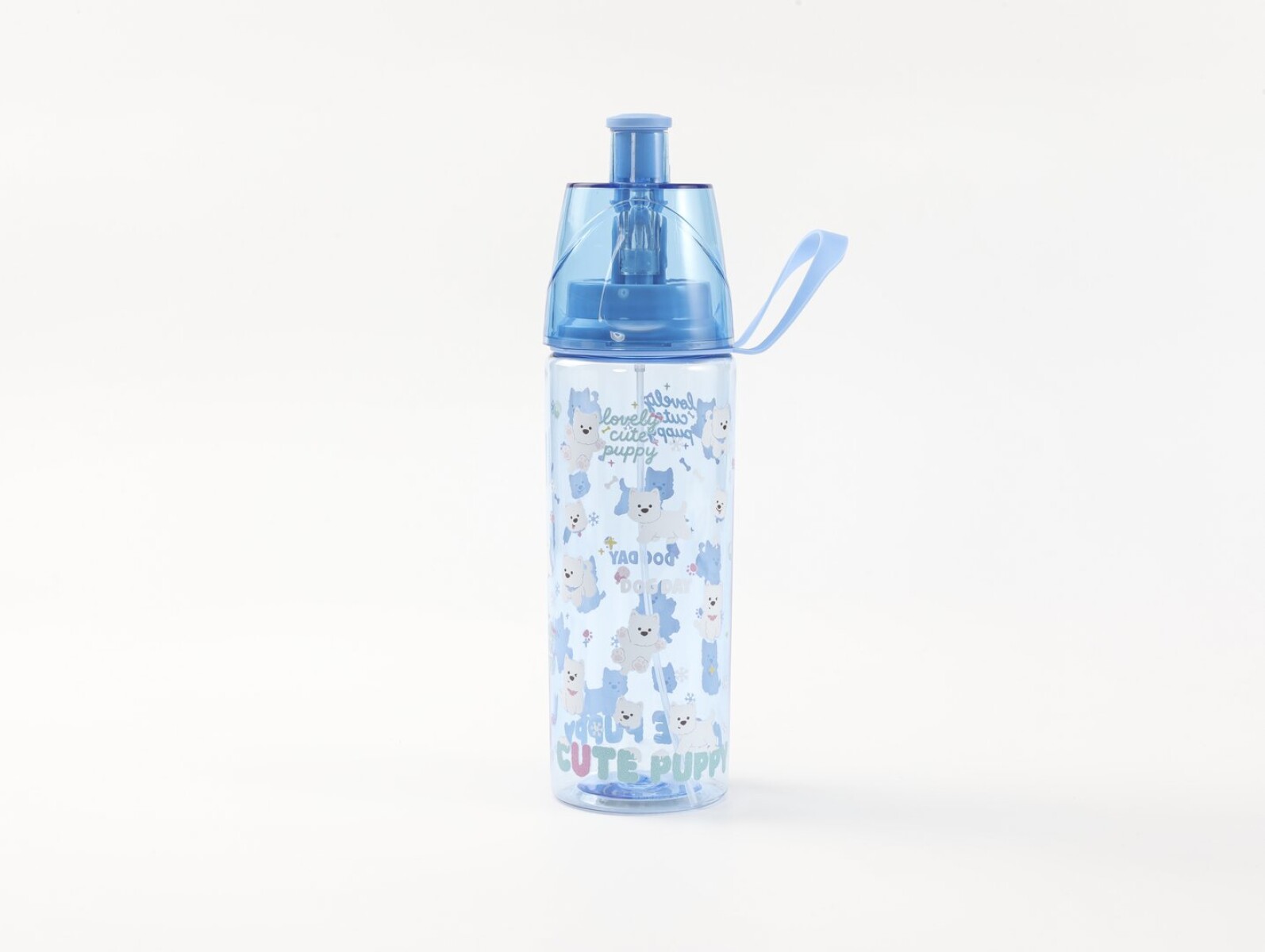 BOTELLA DE AGUA DE PLÁSTICO PARA NIÑOS PUPPY DUODUO (500 ML – AZUL) 