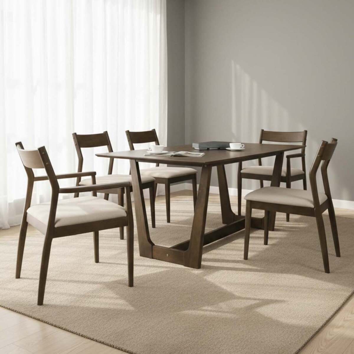 JUEGO DE COMEDOR 1+6 - MADERA OSLO 