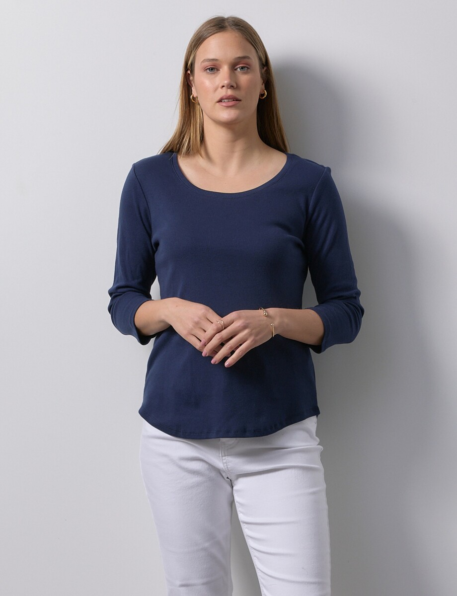 Remera Algodon Basica - Azul 