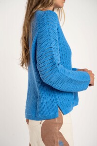 Sweater Texturado Lurex Azul