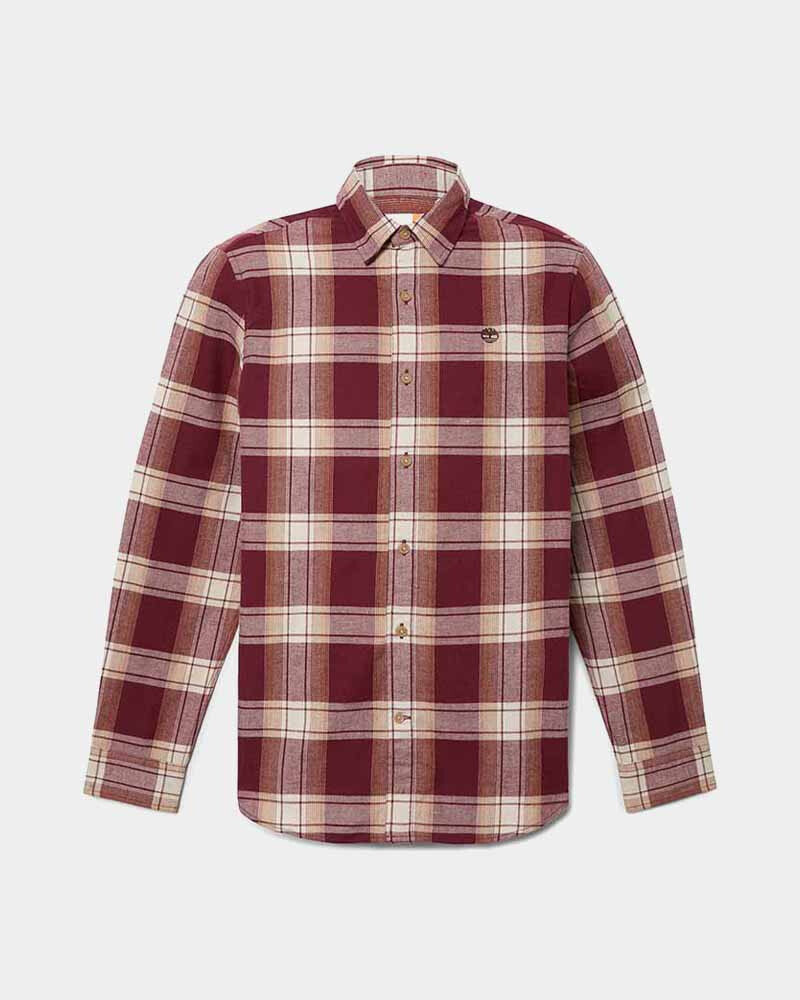 Camisa Herringbone Flannel Check Hombre Burgundy Yd
