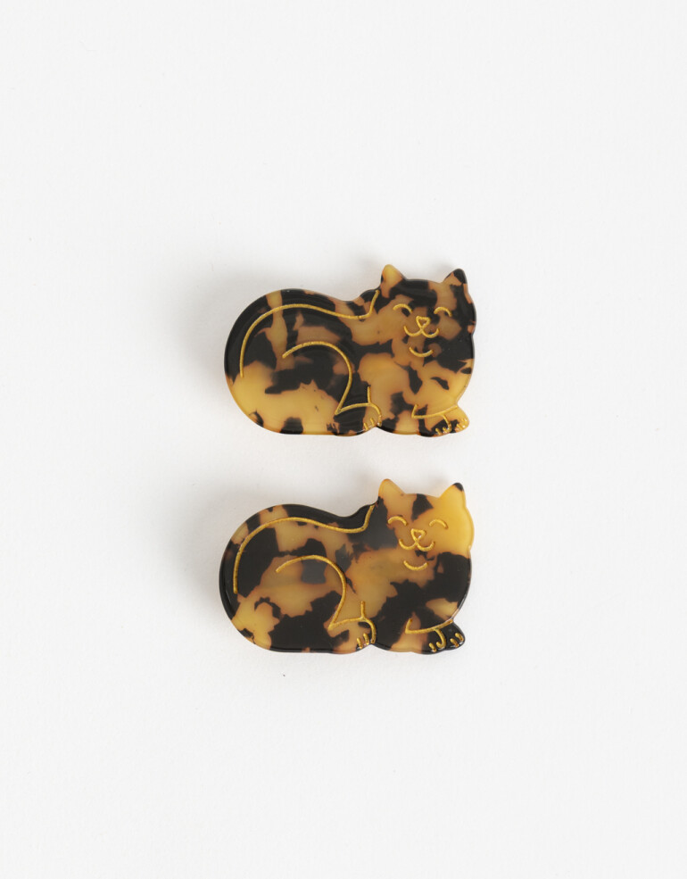 Horquillas con Accesorios Animales Set X2 Horquilas Gatitos De Acrílico. - Marron Carey