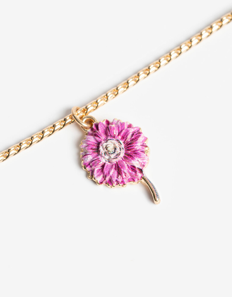 Cadena Corta con Dije Color Cadena Corta Con Dije Flor Leo - Dorado