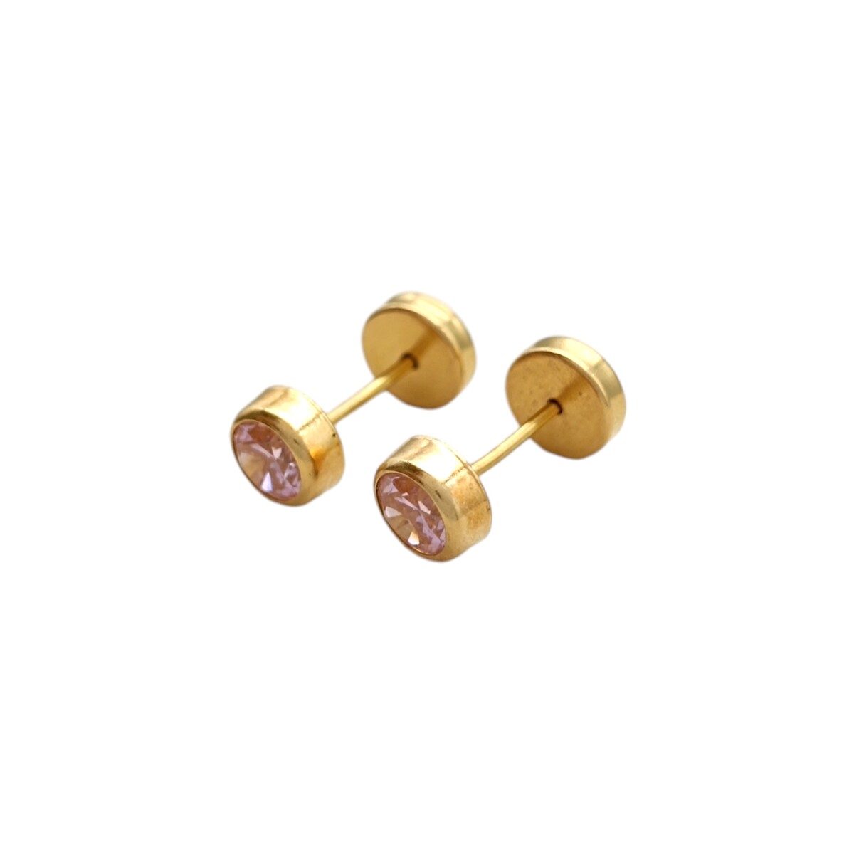 Abridores Punto de Luz-Oro Bajo-Zirconia rosa-AB8051 - conpiedra 