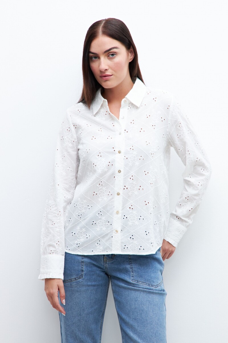 Camisa de broderie blanco