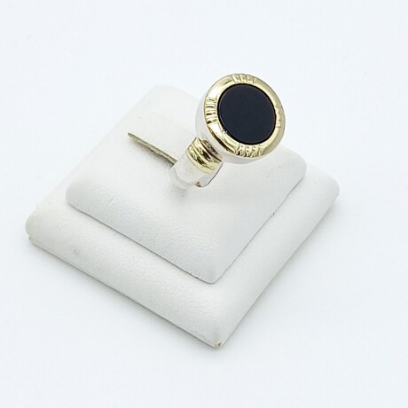 Anillo de plata 925, double en oro 18 ktes con ónix, Anillo de plata 925, double en oro 18 ktes con ónix,