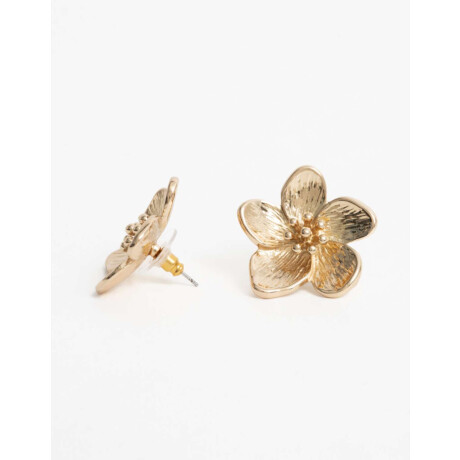 Aros Pasantes Flor Bañado En Oro Dorado