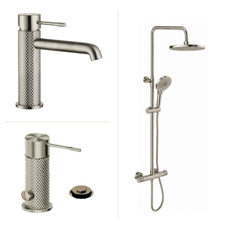 JUEGO DE GRIFERIA SIGNATURE BRUSHED NICKEL LAVATORIO BAJO GRIS-BRUSHED NICKEL