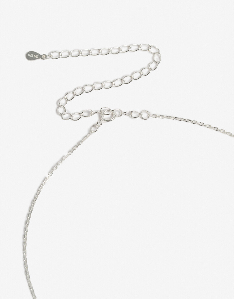 Cadena Corta con Dije Strass Collar Corto Plata 925 Mariposa - Plateado