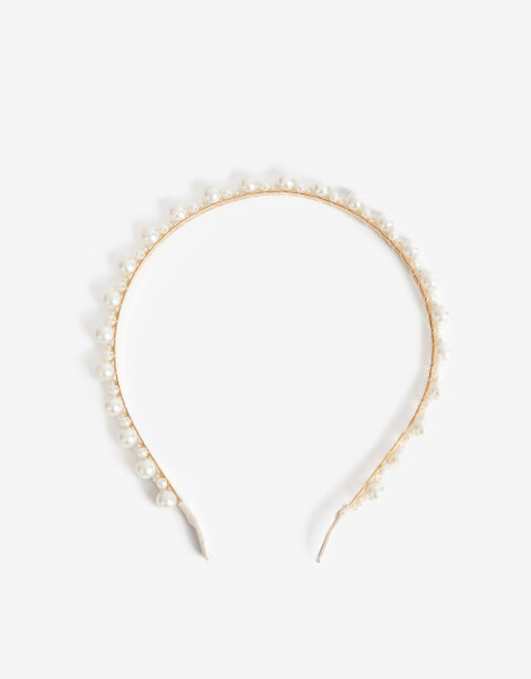 Vinchas Rígidas Perla Vincha Rígida Con Perlas - Blanco Crema