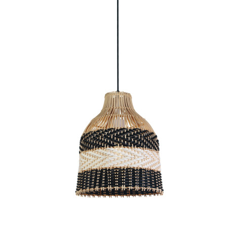 Lámpara colgante cilíndrica beige negro E27 Ø300mm IX9542