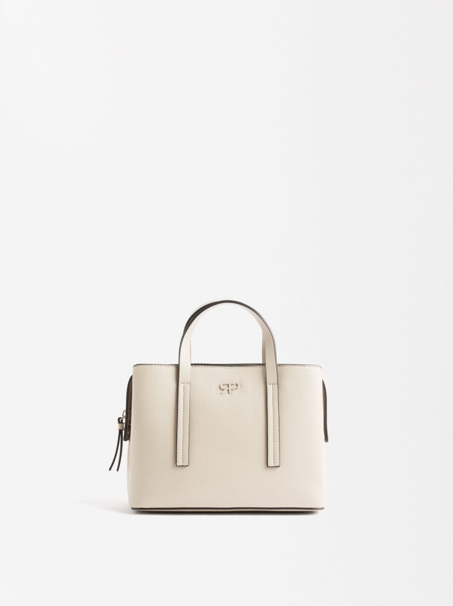Bolso Tote Con Bandolera - crudo 