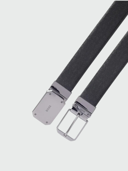 BOSS Cinturón Reversible de Piel Italiana con Dos Hebillas Negro