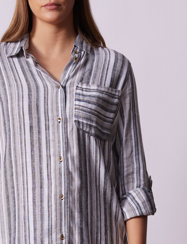 Camisa Lino Lineas GRIS/MULTI