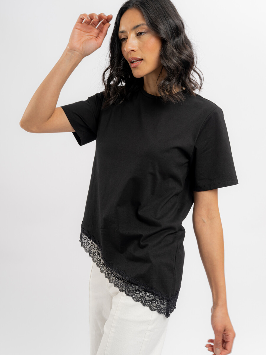 T-shirt con encaje Luma - negro 