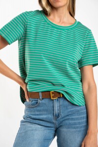 Remera Algodón A Rayas Verde