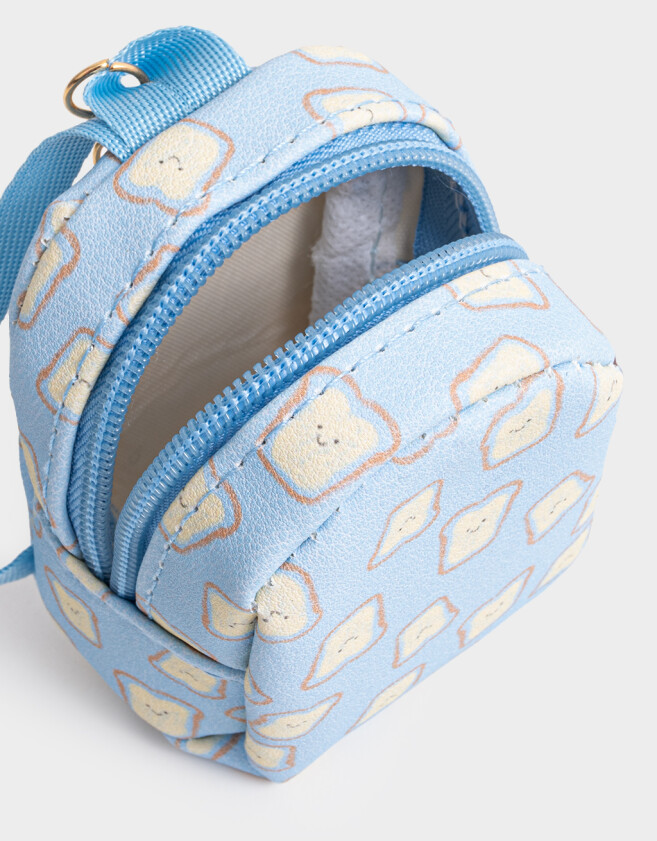 Llavero Mochila Llavero De Mochila De Pu Estampa Con Tiracierre De Rubber - Azul Celeste