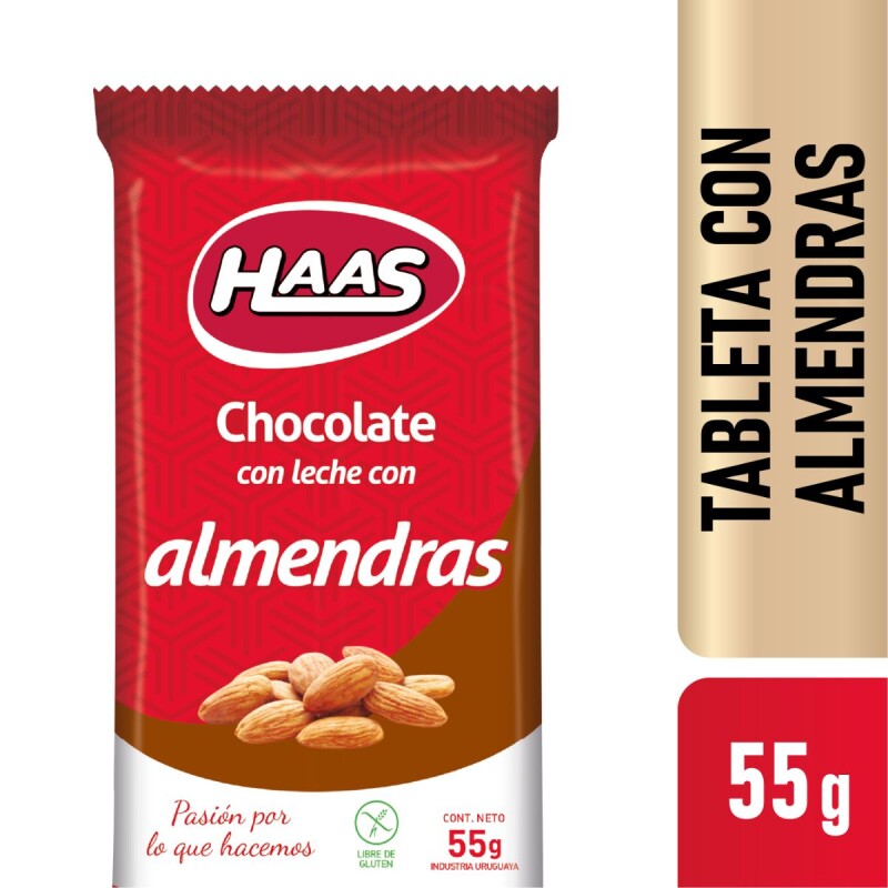 Tableta de Chocolate HAAS Leche con Almendras 55 GR