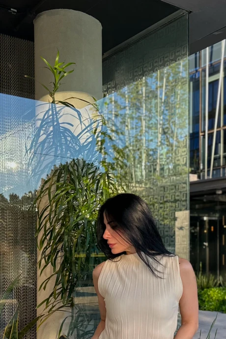 Musculosa plisada Bernice Beige